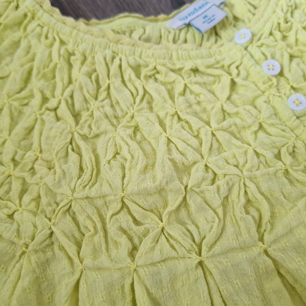 Yellow Smocked Puff-Sleeve Women's Top - Picture 4 of 8